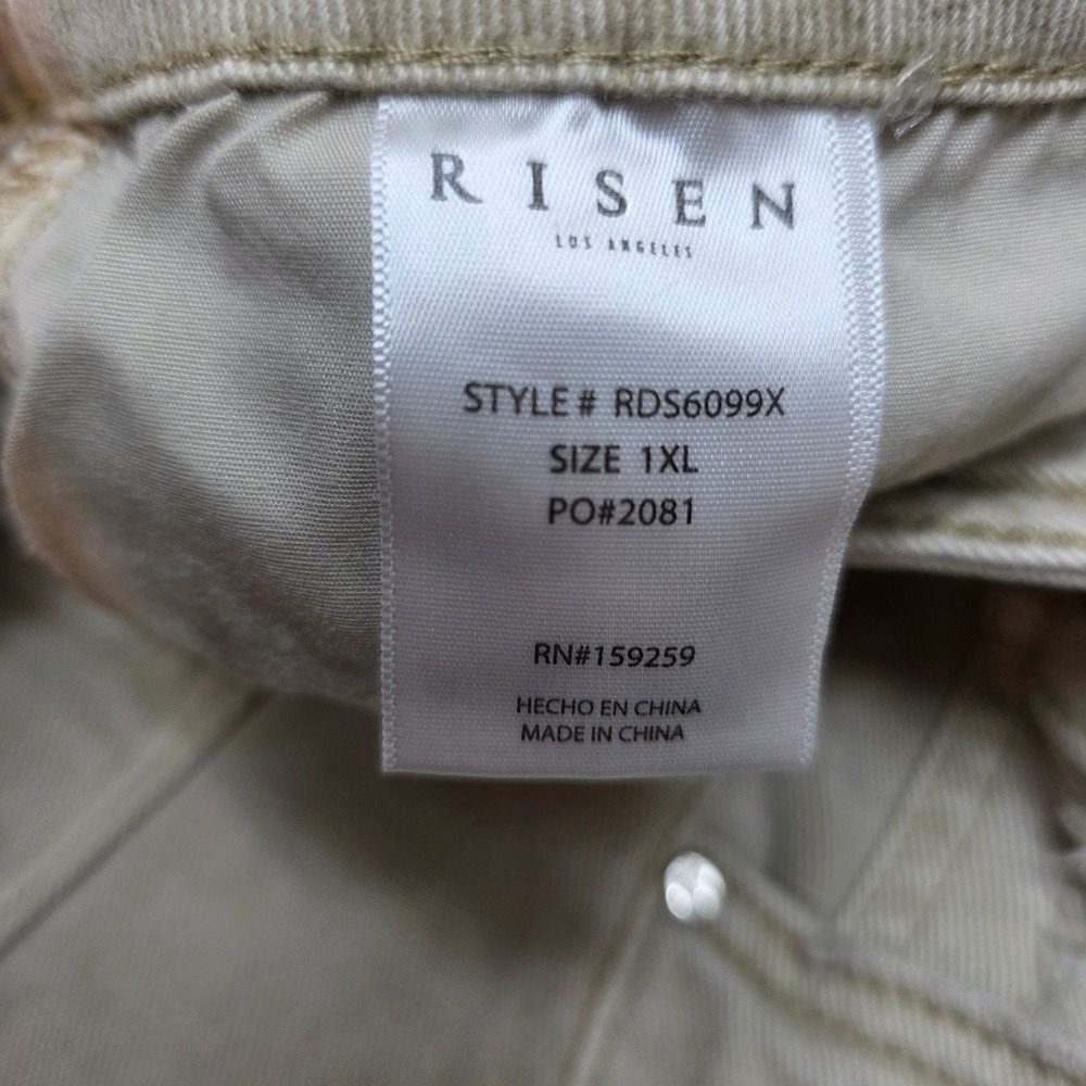 Risen Jeans Khaki Tan Distressed Frayed Hem Denim Shorts 1XL RDS6099X - Picture 7 of 9